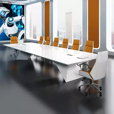 Conference table long table simple modern paint Nordic design sense large office negotiation table chair set combined with light luxury table