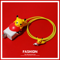 Huawei p30pro data cable protective cover p40pro nova7se mate glory v30 mobile phone charger special anti-breaking charging cable cartoon bite sticker headset