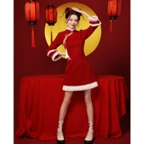 Красное ципао, зимнее летнее вечернее платье, подходит для подростков