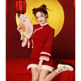 Красное ципао, зимнее летнее вечернее платье, подходит для подростков