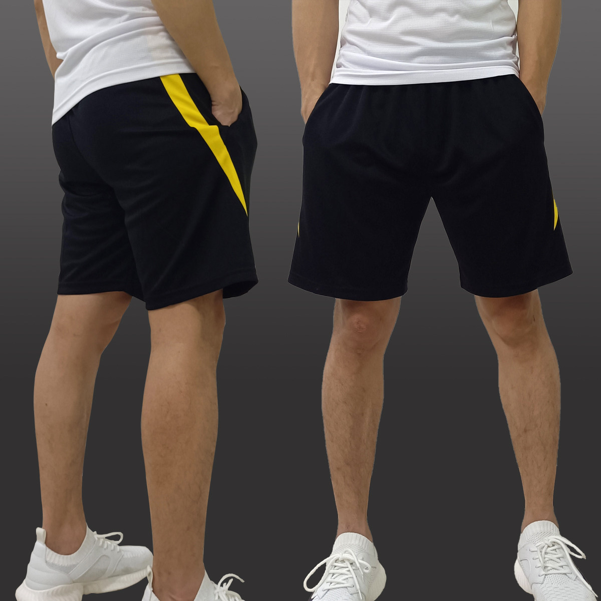 pair gram sports shorts feather suit quick-drying men's running pants five pants double zipper pocket team event competition