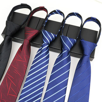 Men's Business Formal Wear 8cm Wide Lazy One-Pull Wedding Groom's Tie, No Zipper Tie