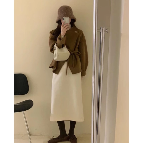 Элитная шерстяная юбка, зимний комплект, в стиле Шанель, изысканный стиль