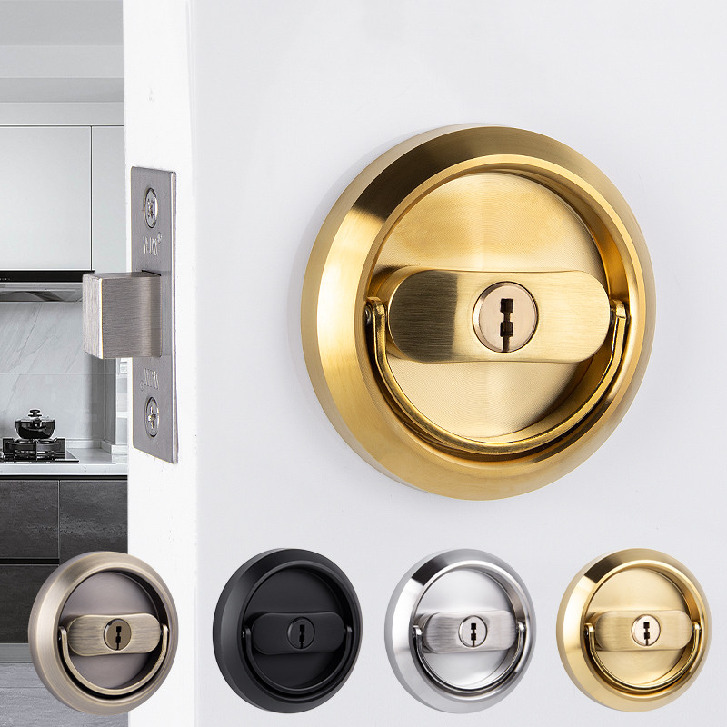 Pull ring stealth door lock double side lock door lock bedroom door room door door door lock lock with key no handle