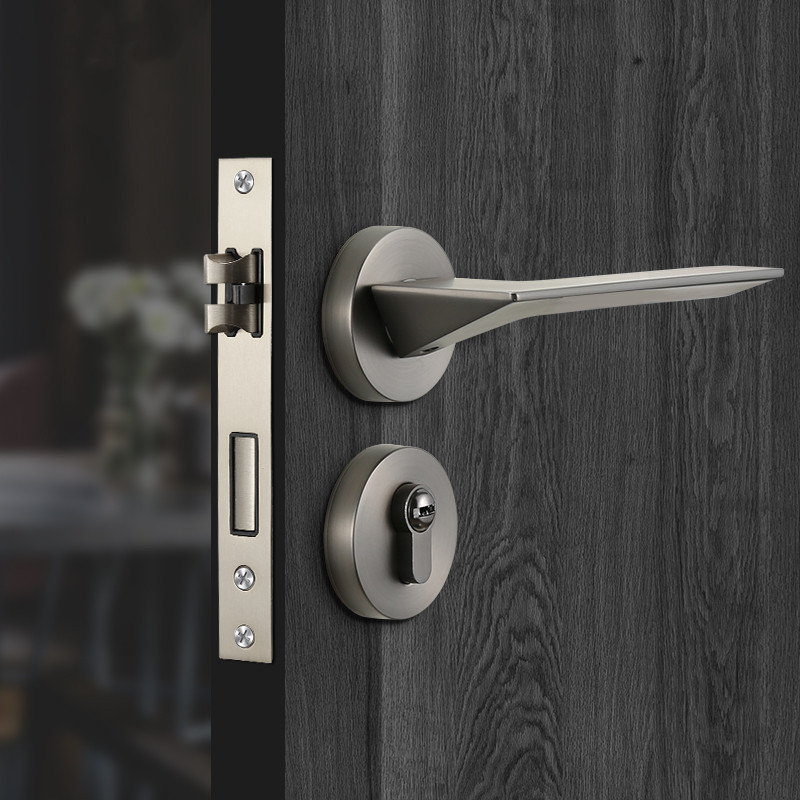 Gray black door lock indoor bedroom door lock magnetic suction mute household universal split lock office double door