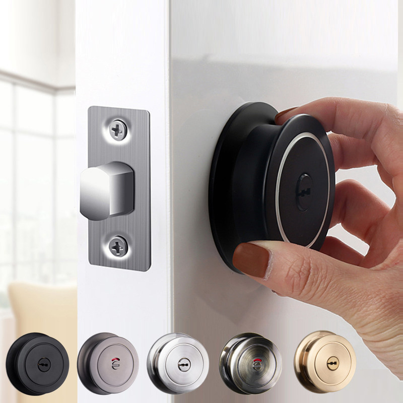 Indoor invisible door lock double-sided powder room toilet door indicator lock with key bedroom hidden lock wooden door dark lock