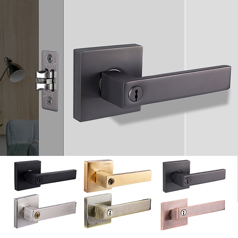 Room Bedroom Door Lock Grey Home Universal Indoor Spherical Single Tongue Black Triple Rod Type Plate Hand Lock Dressing Room