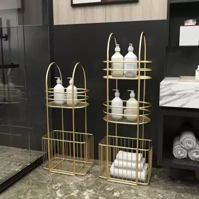 Light luxury iron dressing room rack floor simple Nordic bathroom storage shelf non-punching table shelf