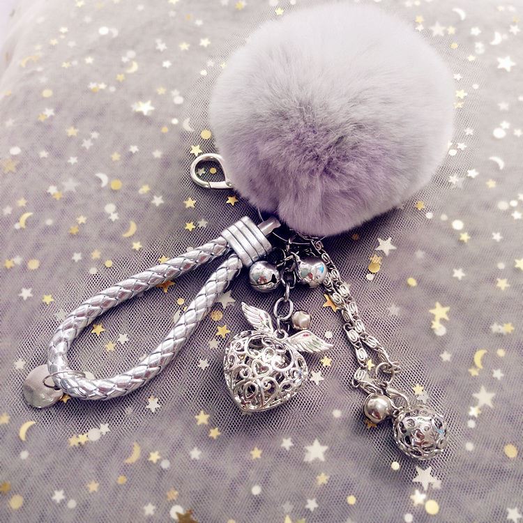 Key buckle 2021 new female car key buckle female delicate bag hanging decoration cute plush pendant chain rope