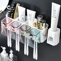 Creative toilet toothbrush holder non-perforated toothbrush holder transparent toothbrush cup storage box set wash cup