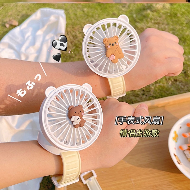Watch type small fan clock net red mute portable cute mini portable wrist worn on the hand in summer - Taobao
