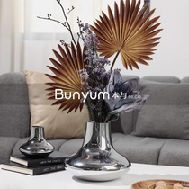Modern light luxury glass electroplated vase ornaments dry flower arrangement device decoration living room model room soft furnishing home
