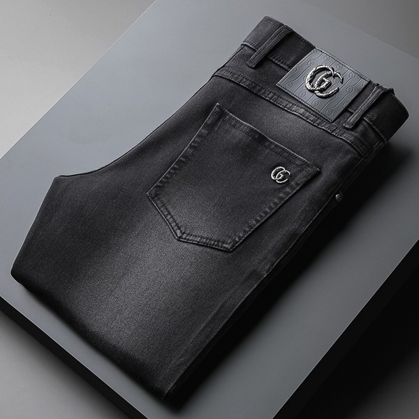 Jeans Men's 2022 New Light Luxury Elastic Slim Right-angle Washed Trend Fashion Casual All-match Long Pants