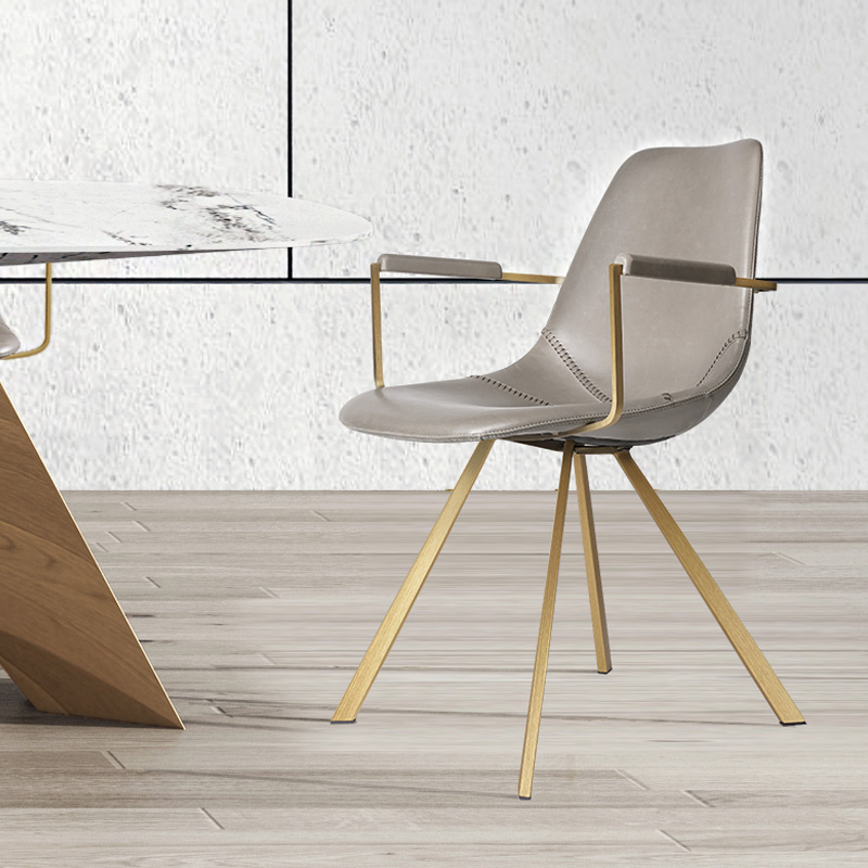 And Ton Dining Chair Home Casual Couch Backrest Nordic Light Lavish Dining Room Hotel Chair Iron Art Leather Modern Armchair