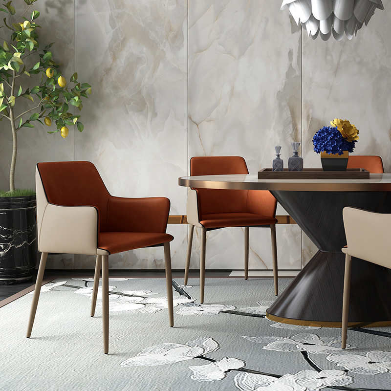 Watton Nordic dining chair light luxury dining room leisure home backrest armrest sofa stool modern simple soft leather