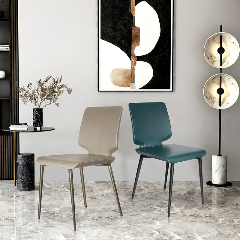 Nordic Dining Chair Home Backrest Simple Modern Stool Leather Restaurant Hotel Business Negotiation Leisure Chair 560