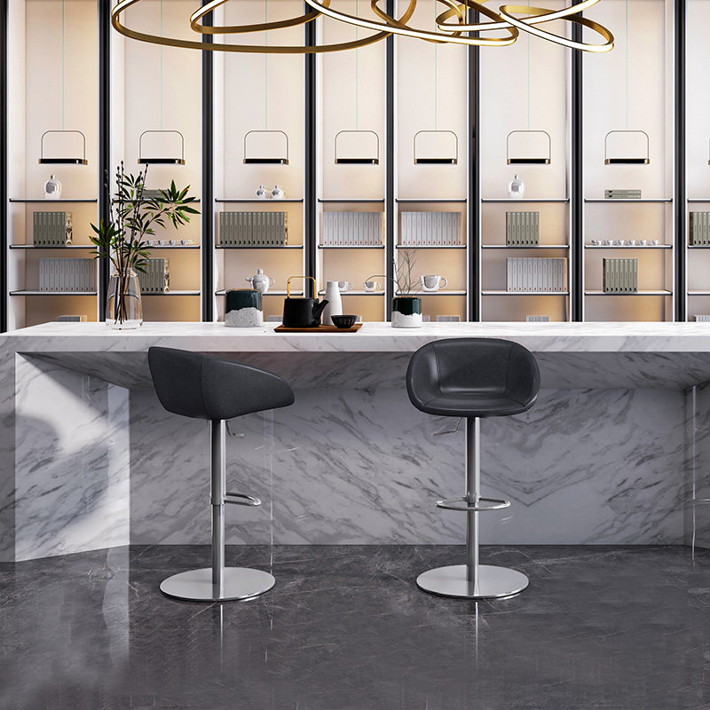 Bar chair lifting rotating Nordic luxury household designer stainless steel high back simple dining bar chair