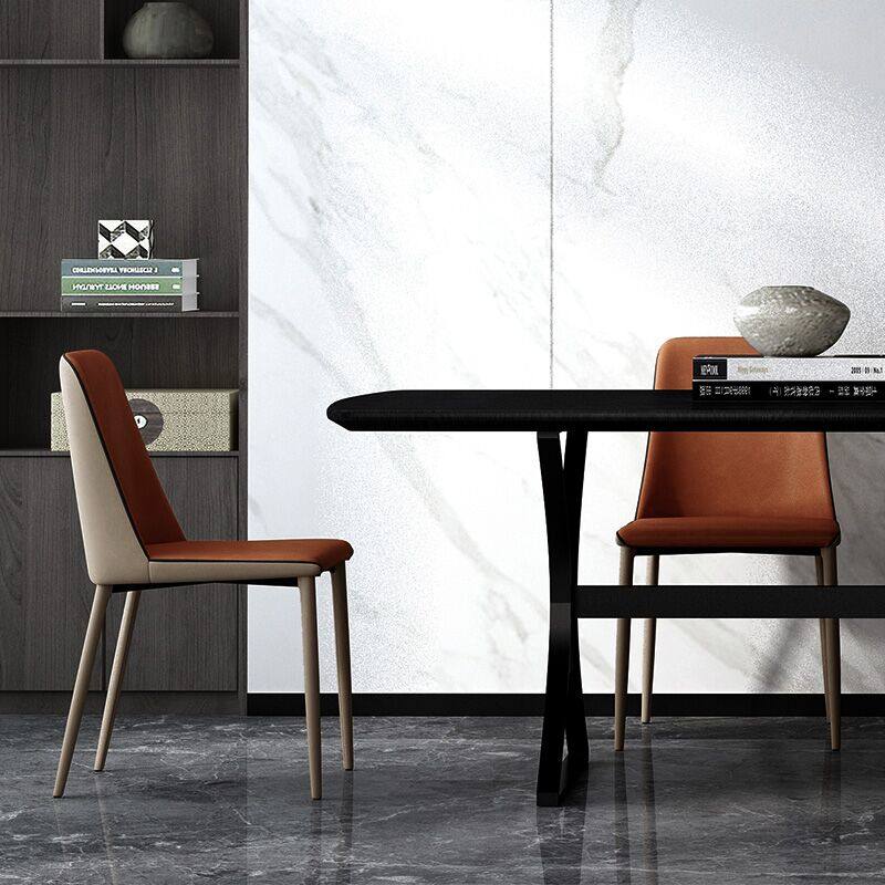 Weton light luxury dining chair Nordic home backrest seat modern simple stool leather sofa iron creative