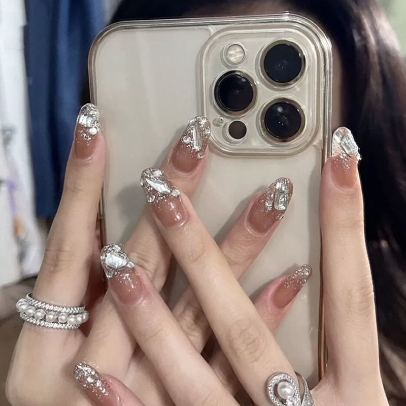 Nail art patch ins wind advanced sticker net red explosion model white-level French wear nail finished French diamond beauty