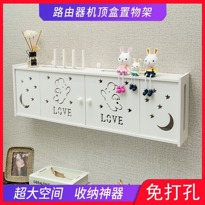 TV cabinet wf router storage and arrangement under the wire to block the wall hole socket ornaments light luxury decoration