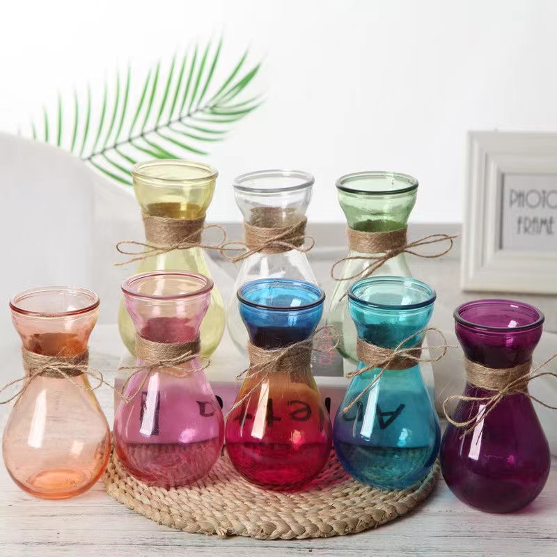 Colorful glass vase Small Number of Pendulum Pieces Home Decoration Green turquois Letters Water Peo-style Photography-Taobao