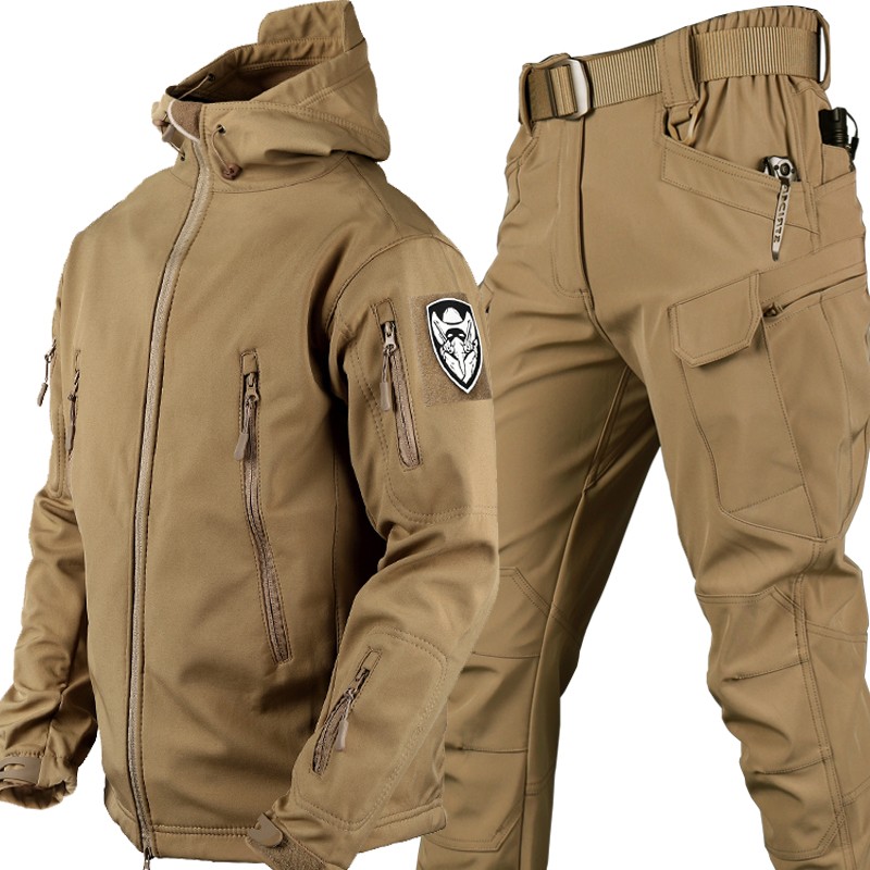 International High-end Light Extravagant Brands Shark Skin Softshell Submachine Clothing Suit Men Windproof Military Fans Tactical Coat Autumn Winter-Taobao
