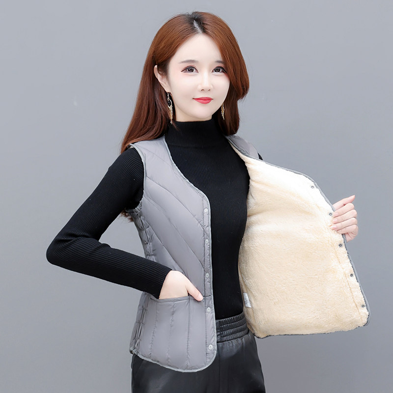 Possden 2023 new autumn and winter down waistcoat female plus suede thickened waistcoat to wear waistcoat warm-Taobao