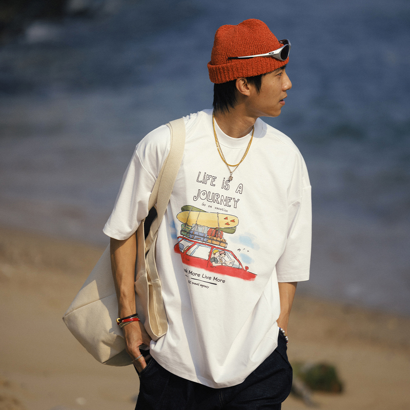 Bananaclub “Travel Tee” Solona Cool and Quick-Drying Casual Hand-Painted Printed Short-Sleeved T-Shirt Bananaclub “Travel Tee” Solona Cool and Quick-Drying Casual Hand-Painted Printed Short-Sleeved T-Shirt