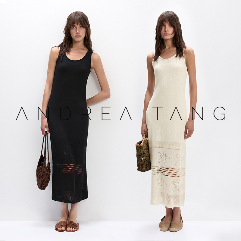 Andrea Tang |   Dress Rebecca |   Linen Tencel Cotton Hollow Starfish Knitted Two-Piece Set