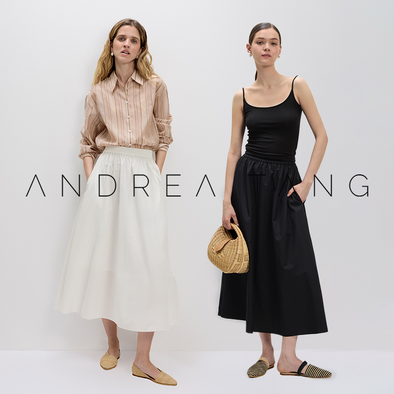 Andrea Tang｜Skirt Dasha｜Lyocell Cotton Vintage Classic Pocket Umbrella Skirt Loose Long Skirt