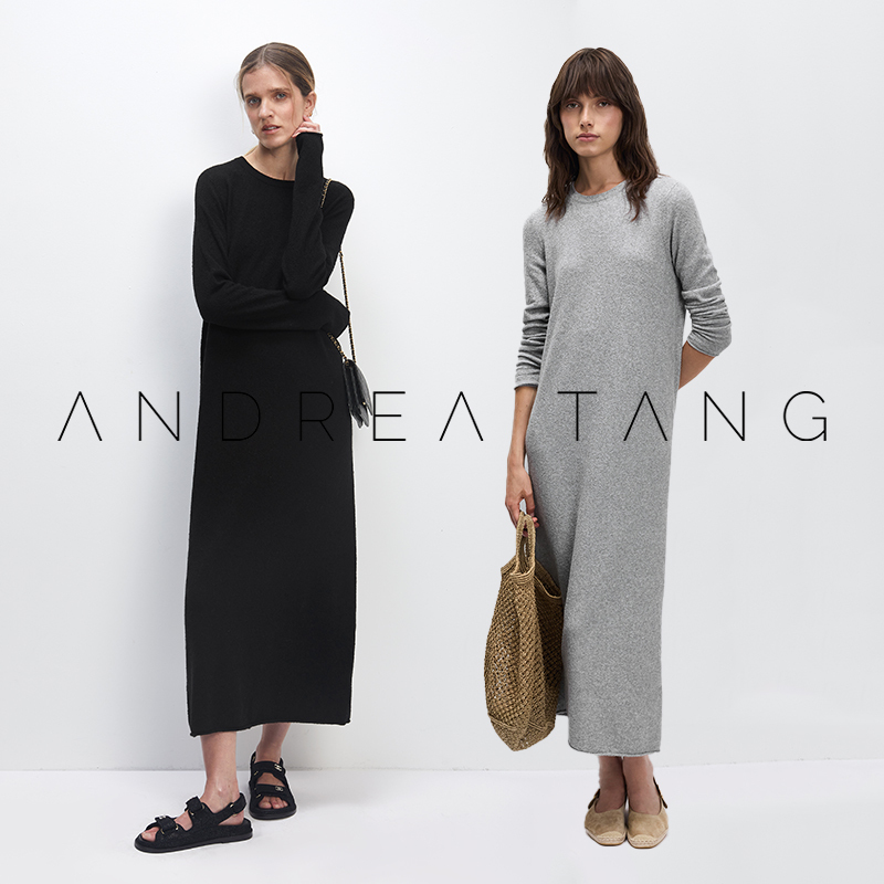 Andrea Tang｜Dress Ethel｜Minimalist Design Terry Cloth Texture Knit Long Dress