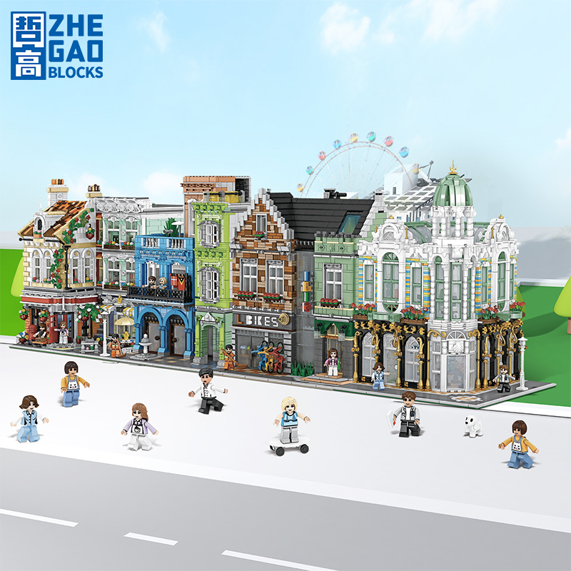 Zhechaogao Building Blocks Cuba Hotel High-Difficulty Mini Particle Street Scene Building Assembly Toy Gift for Girls