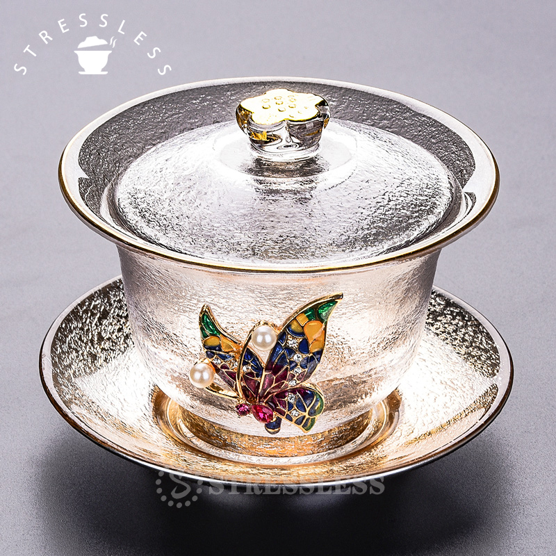 Japanese heat-resistant glass cover bowl kung fu tea bowl cup tea cup cup