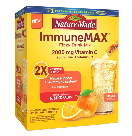 American Nature Made enhances immunity MAX vitamin C zinc carbonate orange powder 60 packs