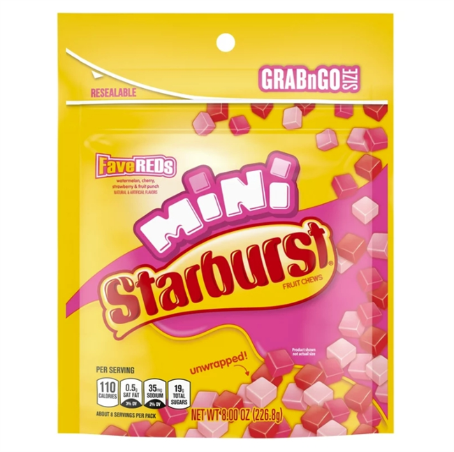 American Straight Mail Starburst Mini Gummies Starburst Cherry Strawberry Watermelon Sour Taste Soft Sugar-Taobao
