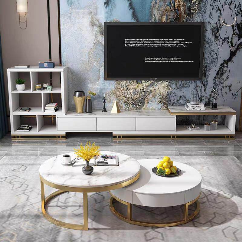 Gu Jiaeroi Board Tea Table TV Cabinet Combination Telescopic-style wind small family light extravagant modern minimalist