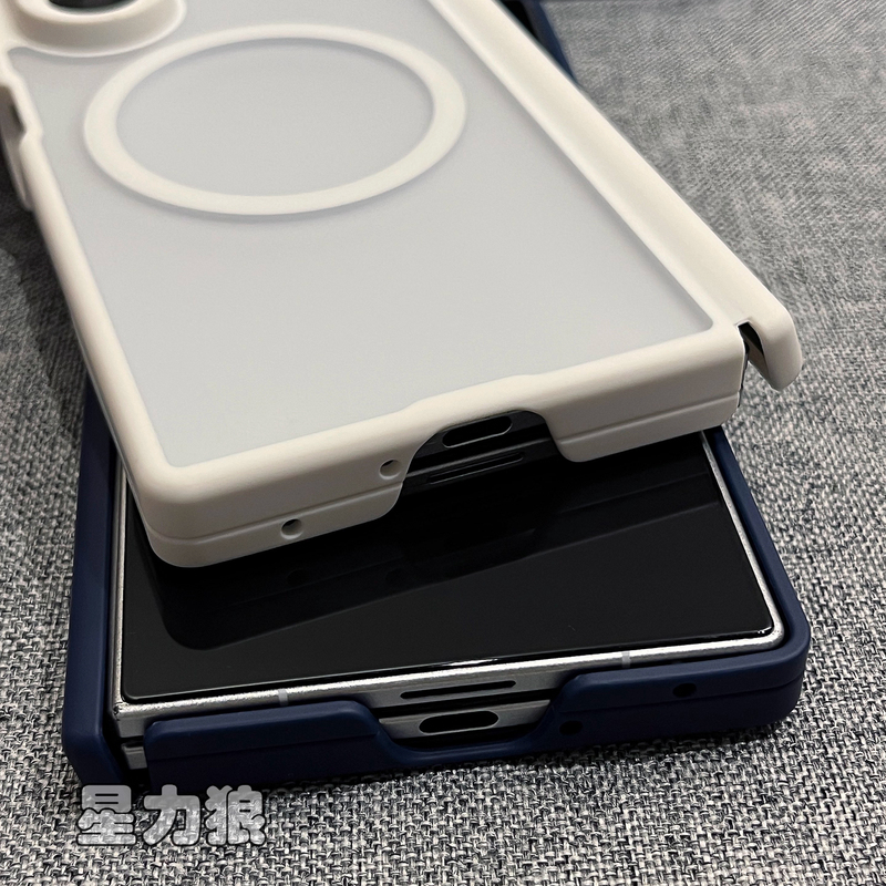Xingli Wolf Transparent Frosted Magnetic Soft Edge Case for Samsung W26 Heart of the World Z Fold 7/6/5 Phone Case New Folding Screen Protective Cover Ultra-Thin Full Coverage Hinge Back Cover Anti-Drop
