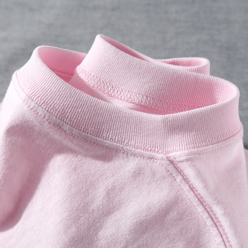Baby Pink Baby Pink Combed Cotton Light Pink Round Neck Short-Sleeved T-Shirt Casual Loose Pure Color Top Women's Summer Wear