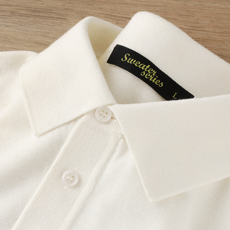 Gentle Style Cream Off-White! Japanese Style Casual Lapel Polo Knitwear Soft and Waxy Comfortable Simple Knitwear Autumn