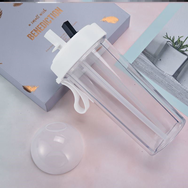 Double Drinking Cup Mesh Red Student Cup Double Straw Water Cup Shake Sound Cute Creativity Easter Plastic Mug