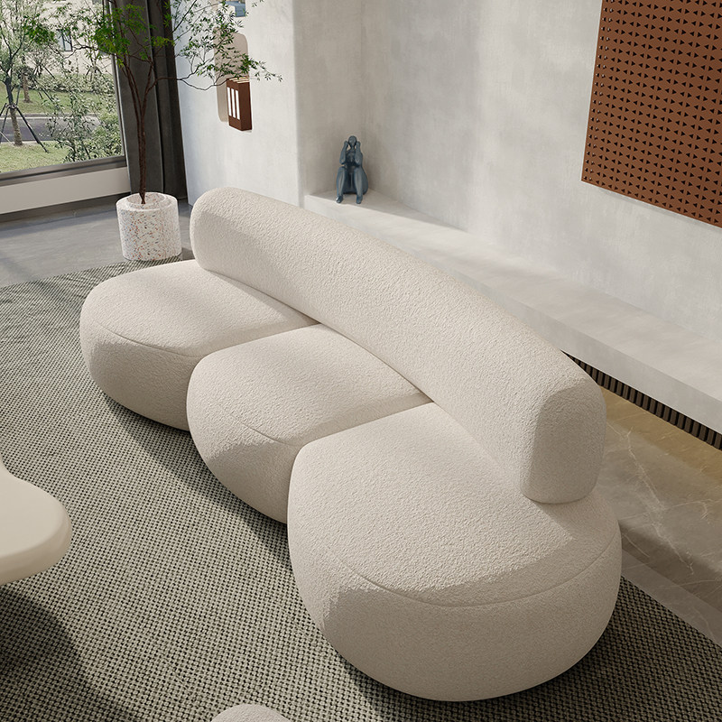 Fabric sofa living room simple modern small apartment net red light luxury beauty salon arc creative women's clothing store