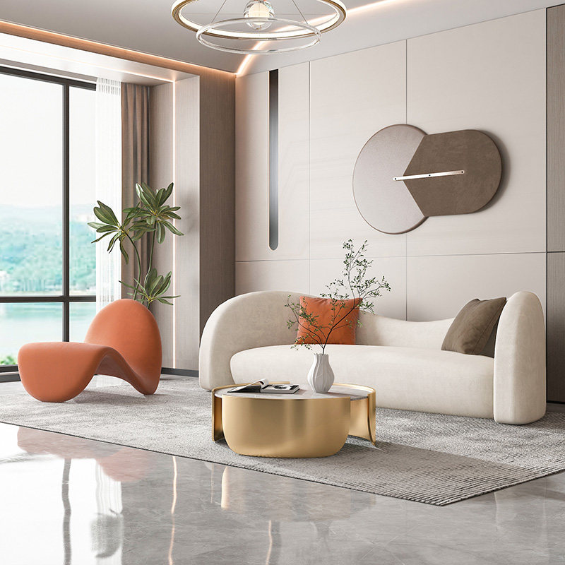 Beauty salon sofa rest area reception light luxury designer arc simple modern creative small apartment net red style
