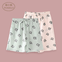 Summer thin section Pure cotton gauze cartoon Cartoon Printed Full Cotton High Waist Youth Couple Home Shorts Sleeping Pants