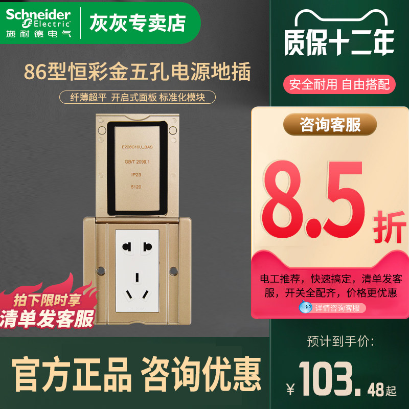 Type 86 Schneider ground socket concealed 5-hole ground socket Waterproof Ground Socket Official
