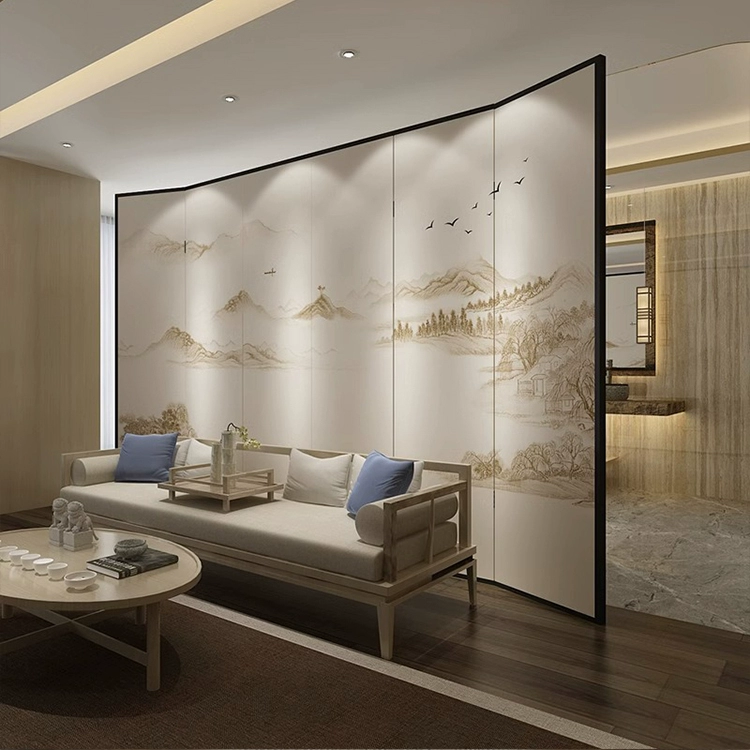 bức bình phong Phong cách Trung Quốc mới màn hình gấp di động phòng khách nhập gỗ nguyên khối phân vùng tùy chỉnh phòng ngủ đầu giường chặn văn phòng phòng trà mẫu bình phong đẹp