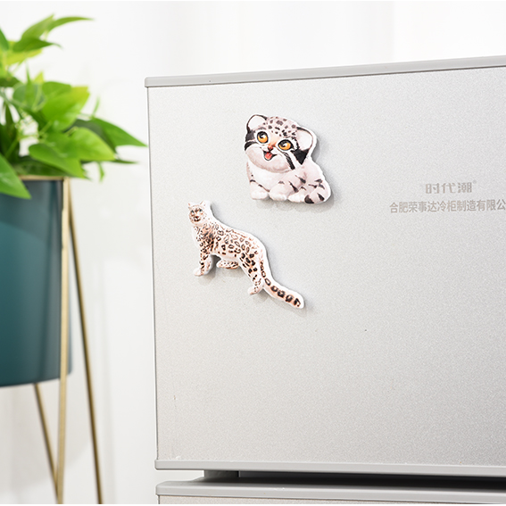 Snow Leopard Rabbit Mantle Animal Resin Fridge Magnet