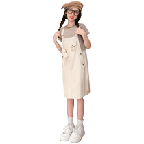 (618 New Products First Release) Girls Summer Dress 2024 New Children’s Summer Girls Suspender Skirt Suit