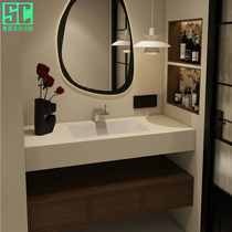New mid-century style Corian integrated basin bathroom cabinet combination retro washbasin bathroom washbasin customization