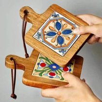 Japanese tile insulated coasters bowl mats placemats pot mats anti-scalding mats solid wood dining table mats casserole mats high temperature resistant