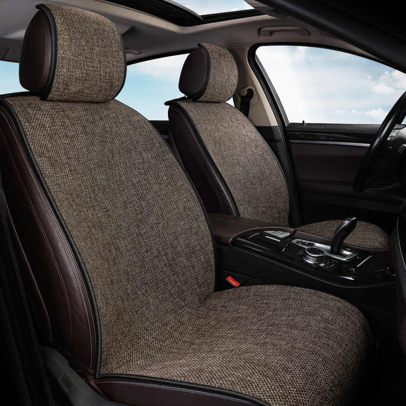 Linen Car Seat Cushion, Breathable and Non-Slip for Summer, Suitable for All Seasons, Seat Cover, Small Waist Half-Pack Saddle Cushion